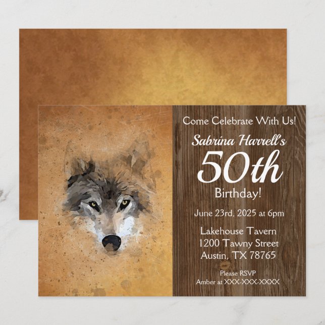 Invitation Fête du 50e anniversaire du loup (Devant / Derrière)