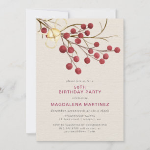 Invitation Fête du 50e anniversaire du Red Berry d'hiver mode
