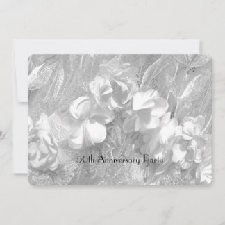 Invitation Fête du 50e Anniversaire Élégant Broderie Florale 