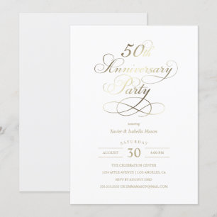 Invitation Fête du 50e anniversaire   Faux Gold Foil Invitati