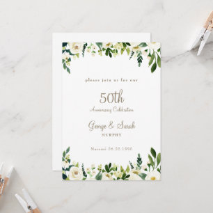 Invitation Fête du 50e Anniversaire Fleur Blanche