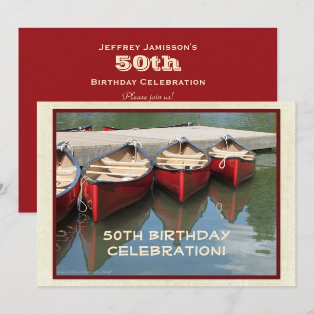 Invitation Fête du 50e anniversaire, Nom, Canots rouges (Devant / Derrière)