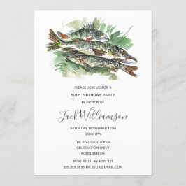 Invitation Fête du 50e anniversaire | Poisson d'aquarelle