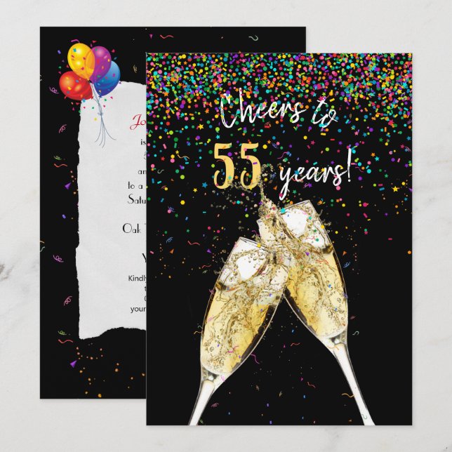 Invitation Fête du 55e anniversaire (Devant / Derrière)
