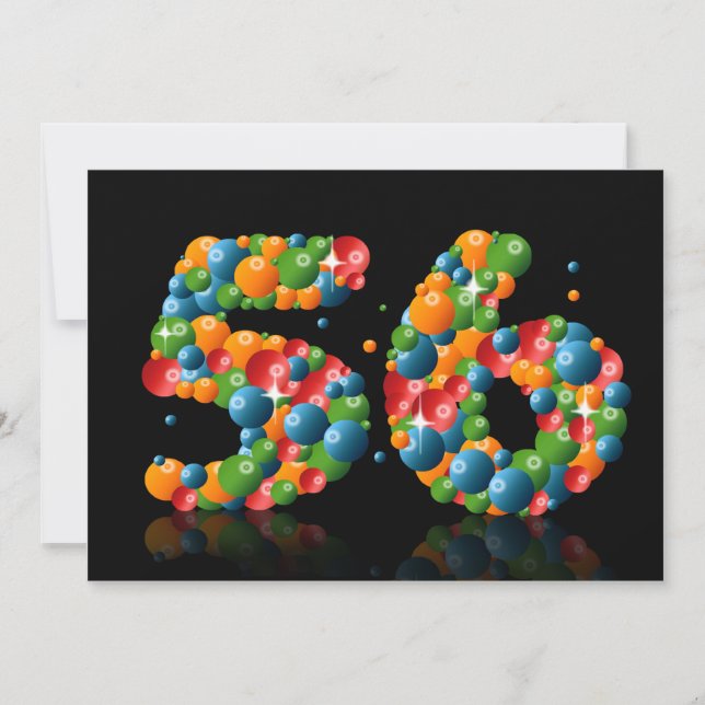Invitation Fête du 56ème anniversaire, avec bulles et balles (Devant)