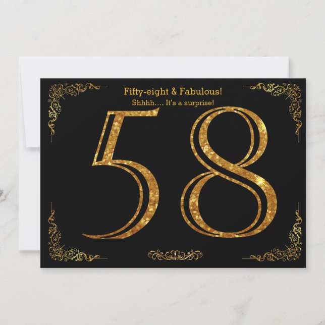 Invitation Fête du 58e anniversaire, Style Gatsby, parties sc (Devant)