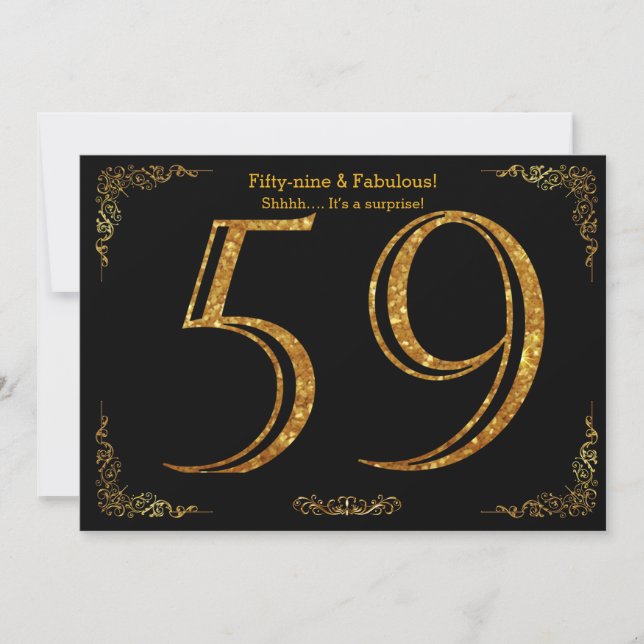 Invitation Fête du 59e anniversaire, styl Gatsby, parties sci (Devant)