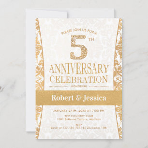 Invitation Fête du 5ème anniversaire - Or Blanc