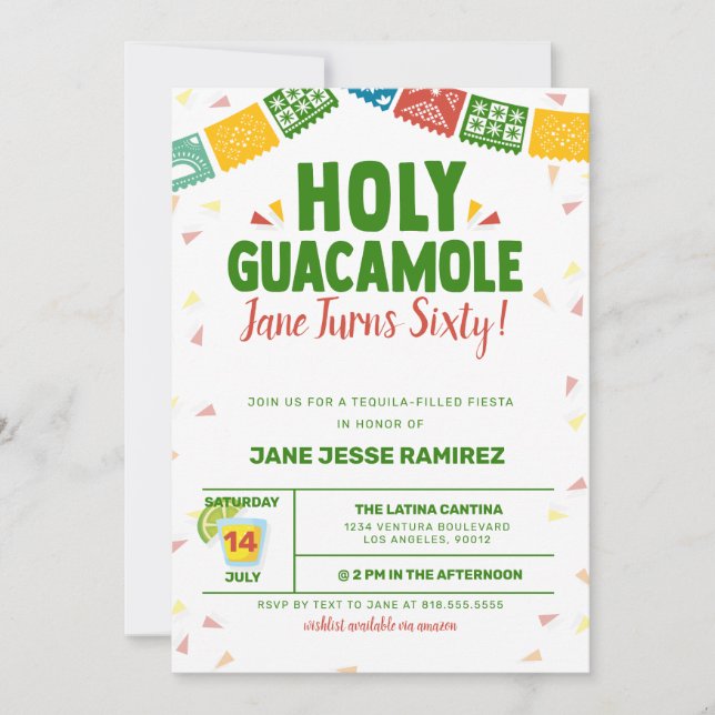Invitation Fête du 60e anniversaire de la Saint-Guacamole (Devant)