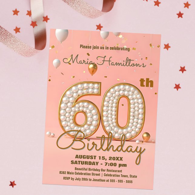 Invitation Fête du 60e anniversaire de Shiny Gold et Soft Pin (Créateur téléchargé)