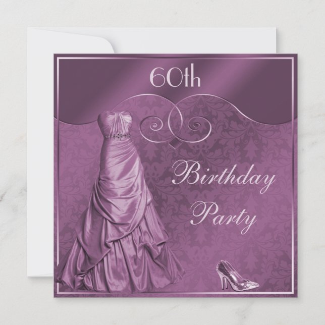 Invitation Fête du 60e anniversaire du Glamour Purple Ball Go (Devant)