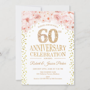 Invitation Fête du 60e Anniversaire - Or Blanc