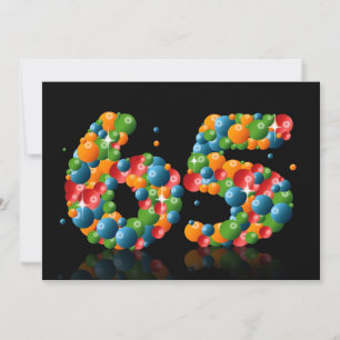 Invitation Fête du 65e anniversaire, avec bulles et balles