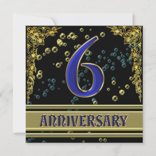 Invitation Fête du 6ème anniversaire Black and Gold