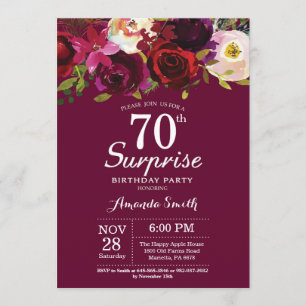 Invitation Fête du 70e anniversaire de la Surprise florale de