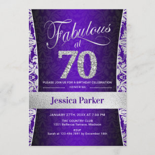 Invitation Fête du 70e anniversaire - Silver Purple