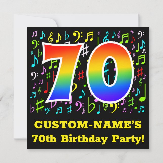 Invitation Fête du 70e anniversaire : Symboles de musique amu (Devant)