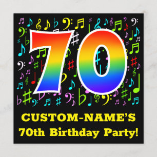 Invitation Fête du 70e anniversaire : Symboles de musique amu