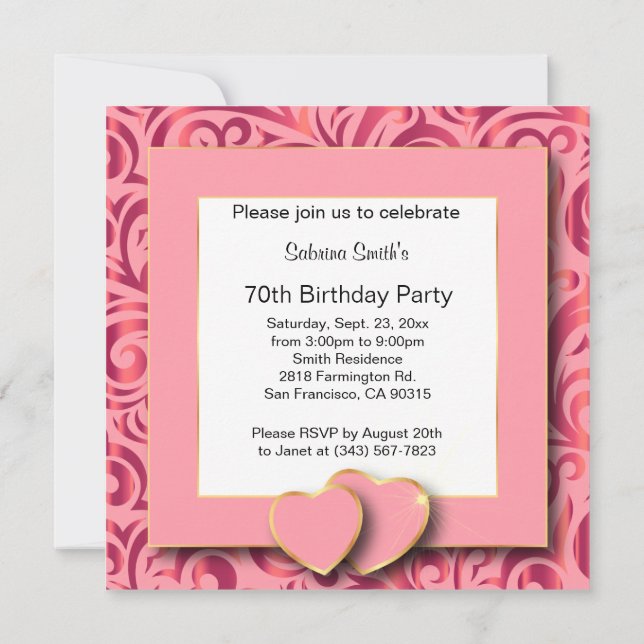 Invitation Fête du 70e anniversaire | Texte do-it-yourself (Dos)