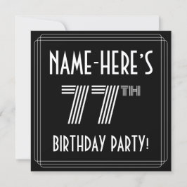 Invitation Fête du 77e anniversaire : Art Déco Style avec nom