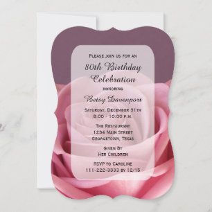 Invitation Fête du 80e anniversaire avec Rose
