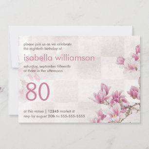 Invitation Fête du 80e anniversaire de la femme  Mauve Magnol
