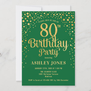 Invitation Fête du 80e anniversaire - Vert & Or