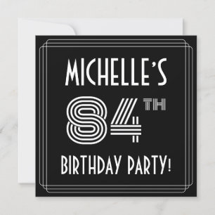 Invitation Fête du 84e anniversaire : Style Art Déco avec nom
