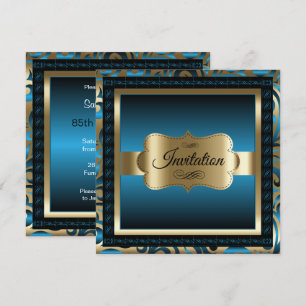 Invitation Fête du 85e anniversaire Métal bleu et or