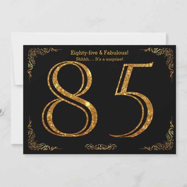 Invitation Fête du 85e anniversaire, Style Gatsby, parties sc (Devant)