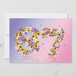 Invitation Fête du 87e anniversaire, avec des lettres fleurie