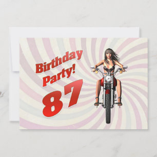Invitation Fête du 87ème anniversaire avec une fille sur une
