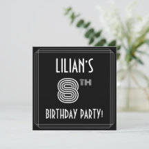 Fête du 8e anniversaire : Style Art Déco avec Nom 