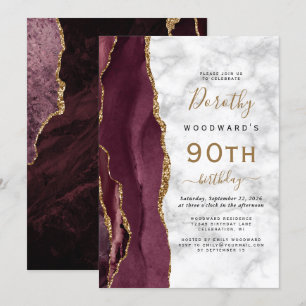 Invitation Fête du 90e anniversaire avec des billes d'agate c