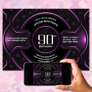 Invitation Fête du 90e anniversaire du Black Pink moderne