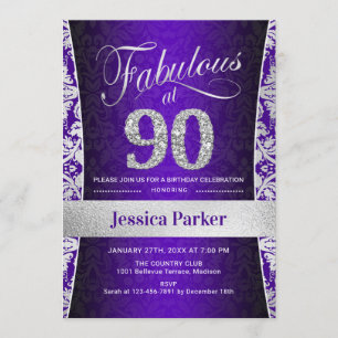 Invitation Fête du 90e anniversaire - Silver Purple