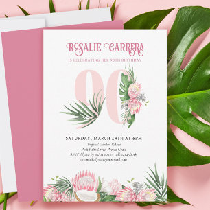 Invitation Fête du 90e anniversaire Tropical Rose Protea Numé