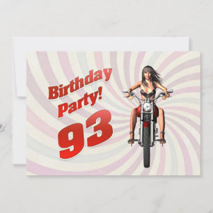 Invitation Fête du 93ème anniversaire avec une fille sur une