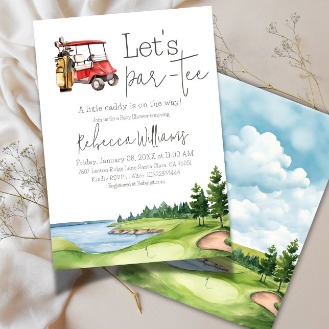 Invitation Fête du Baby shower de golf Let's Par Tee Red Cart (Créateur téléchargé)