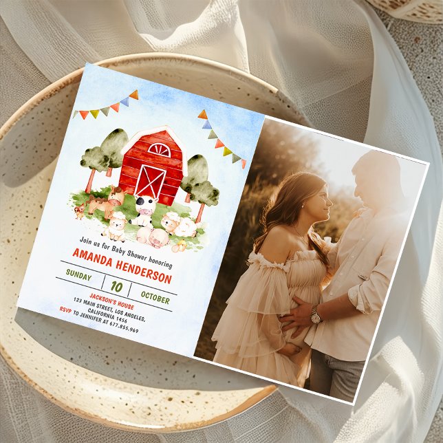 Invitation Fête du Baby shower des animaux de ferme mignons (Créateur téléchargé)