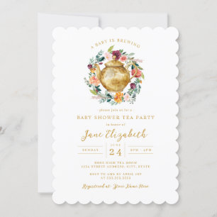 Invitation Fête du bébé avec couronne de thé 
