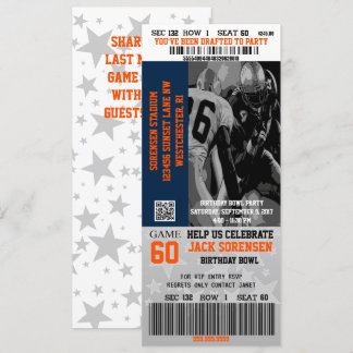 Invitation Fête du Billet Bleu et Orange de Football