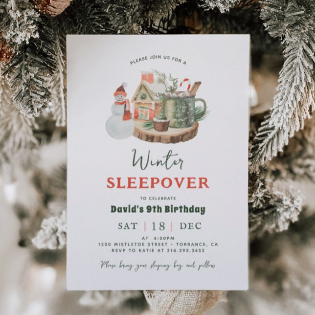 Invitation Fête du bois d'hiver Coussin d'hiver Fête d'annive (Créateur téléchargé)