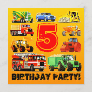 Invitation Fête du Camion de construction du 5e anniversaire 