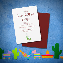 Invitation Fête du cinq mai Cactus du désert de Saguaro    