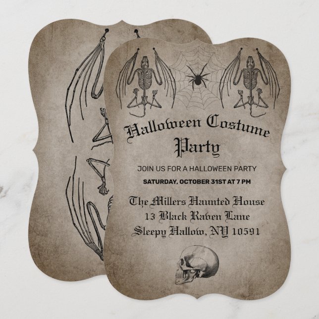 Invitation Fête du costume d'Halloween (Devant / Derrière)