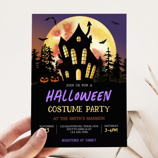 Invitation Fête du costume d'Halloween (Haunted House Halloween Costume Party Invitation)
