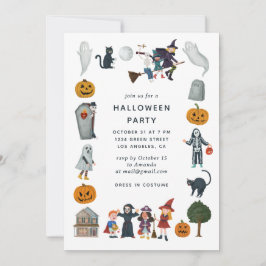 Invitation Fête du costume d'Halloween | Cartoon Kids Éffraya