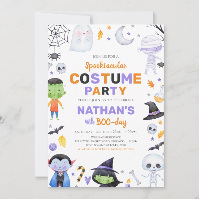 Invitation Fête du costume Spooktacular Halloween Anniversair (Devant)