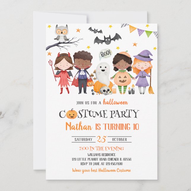 Invitation Fête du costume Spooktacular Halloween Anniversair (Devant)